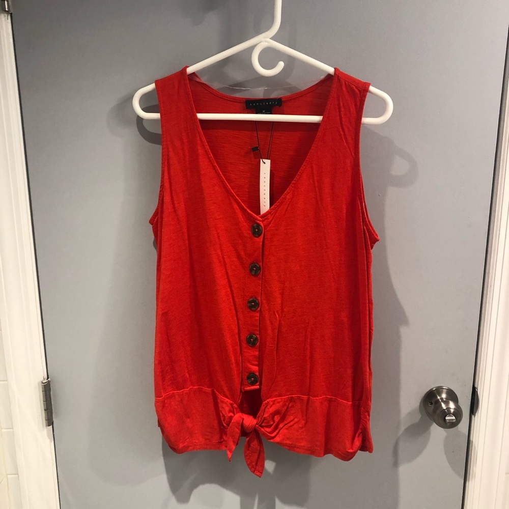 Sanctuary Sleeveless Button & Tie-Front Top